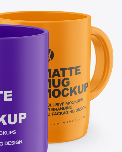 Two Matte Mugs Mockup