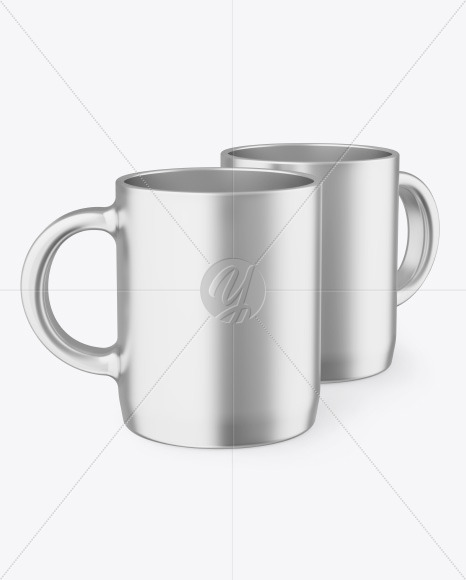 Two Metallic Mugs Mockup