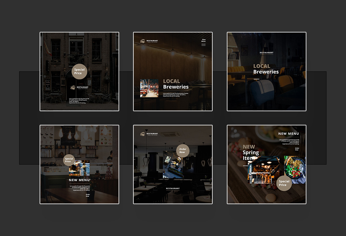 Modern Restaurant Instagram Post and Story Template