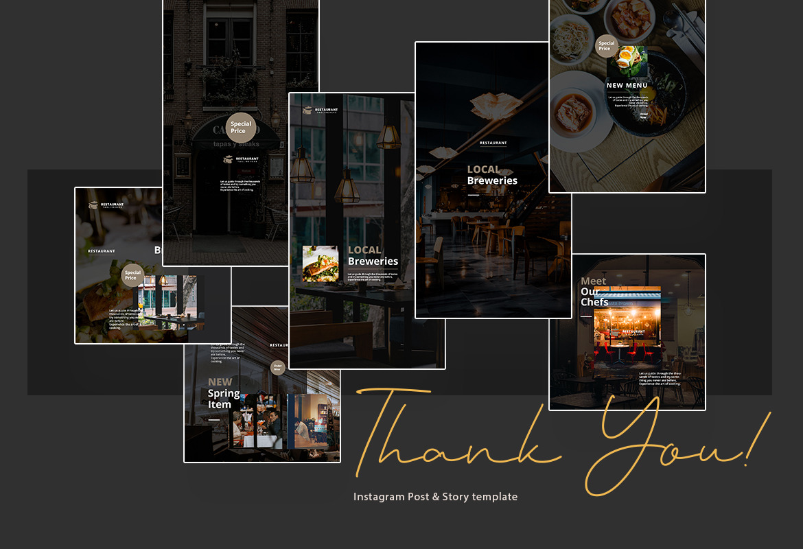 Modern Restaurant Instagram Post and Story Template