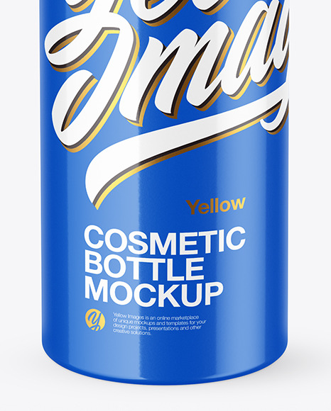 Glossy Cosmetic Bottle with Pump Mockup