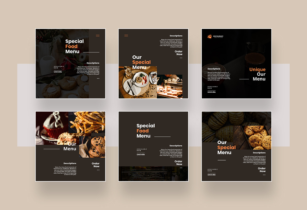 Minimalist Restaurant Instagram Post and Story Template