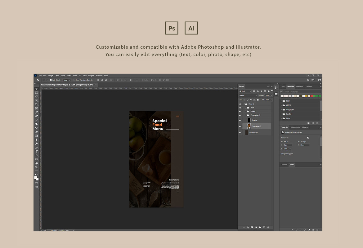 Minimalist Restaurant Instagram Post and Story Template Minimalist Restaurant Instagram Post and Story Template
