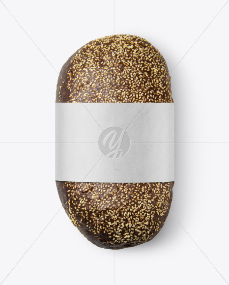 Loaf Of Rye Bread with Sesame & Label Mockup