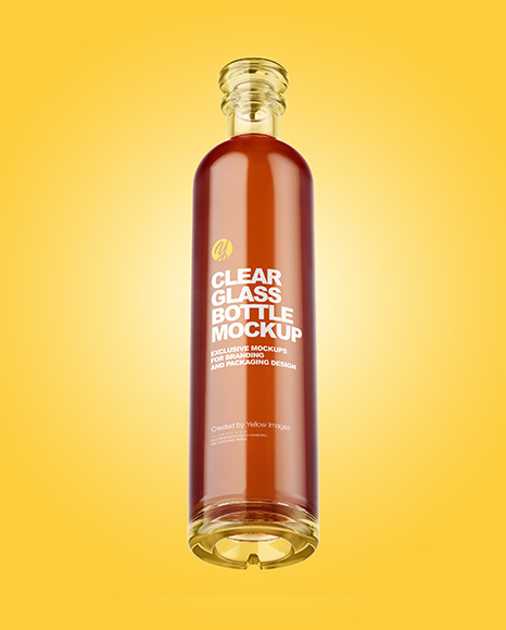 Clear Glass Bottle with Shrink Sleeve Mockup