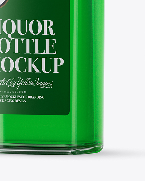 500ml Square Clear Glass Absinthe Bottle Mockup - Half Side View