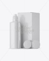Glossy Plastic Bottle With Carton Box & Case Mockup
