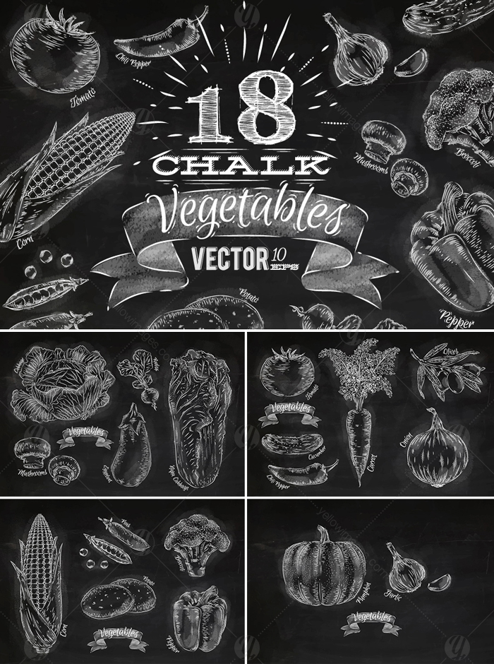 Vegetables Chalk Graphics Vegetables Chalk Graphics