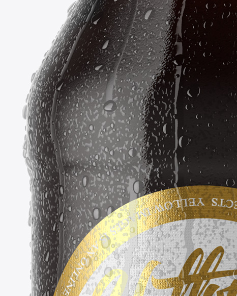 Amber Beer Bottle With Condensation Mockup