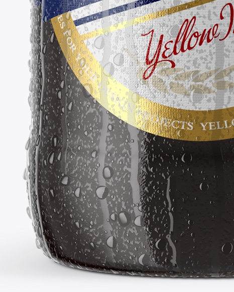 Amber Beer Bottle With Condensation Mockup