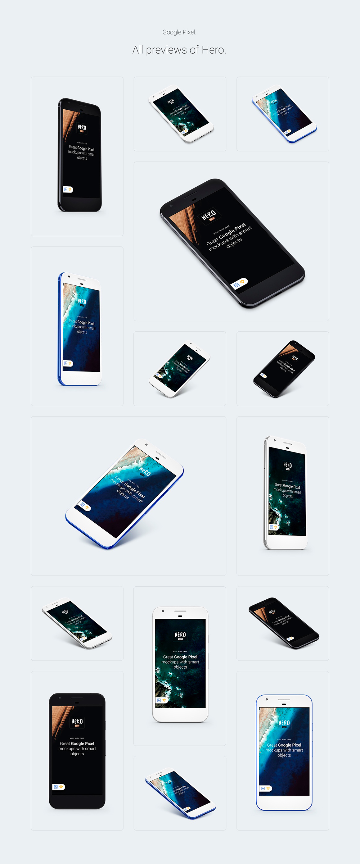 HERO Google Pixel Mockups