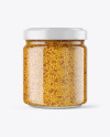 Clear Glass Jar with Wholegrain Mustard Mockup Clear Glass Jar with Wholegrain Mustard Mockup