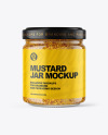 Clear Glass Jar with Wholegrain Mustard Mockup Clear Glass Jar with Wholegrain Mustard Mockup