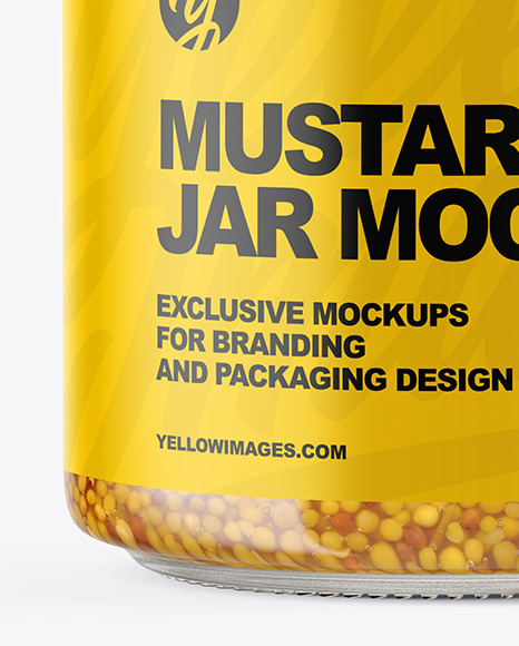 Clear Glass Jar with Wholegrain Mustard Mockup Clear Glass Jar with Wholegrain Mustard Mockup