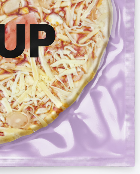 Plastic Vacuum Bag W/ Frozen Pizza Mockup