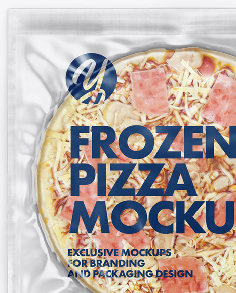 Plastic Transparent Vacuum Bag W/ Frozen Pizza Mockup