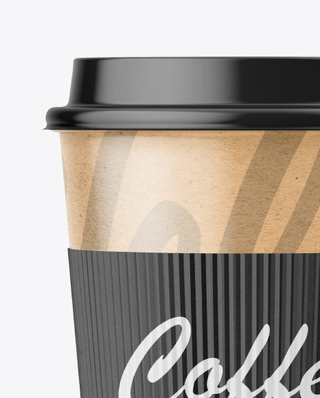 Kraft Paper Coffee Cup with Holder Mockup