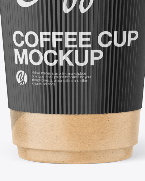 Kraft Paper Coffee Cup with Holder Mockup