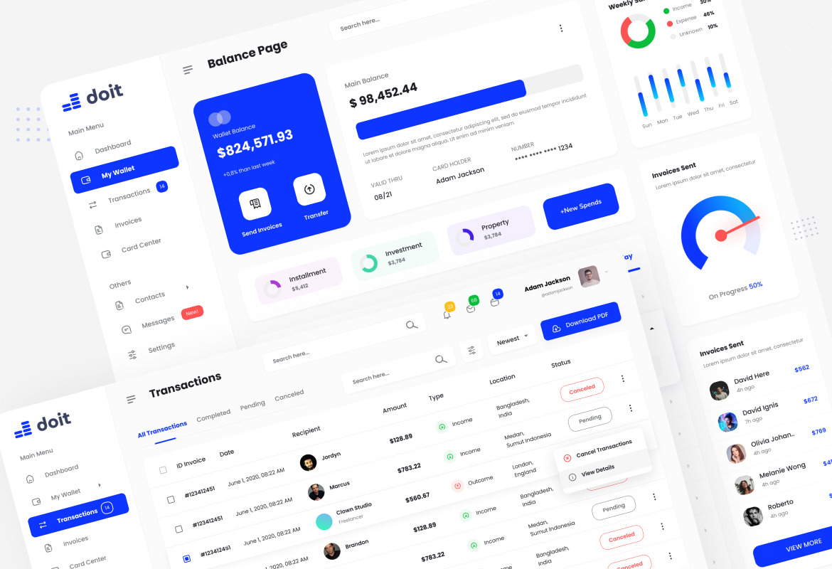 Doit - Personal Banking Admin Dashboard UI Template