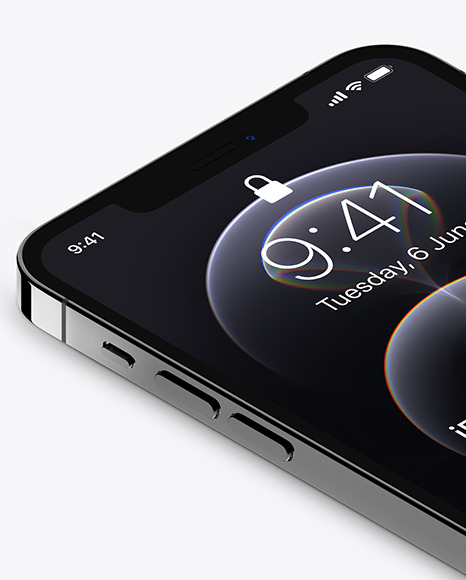 Isometric Apple iPhone 12 Pro Max Graphite Mockup