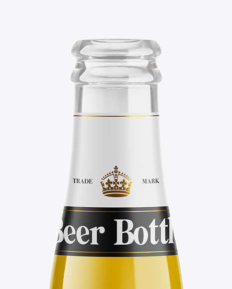 Clear Glass Lager Beer Bottle Mockup