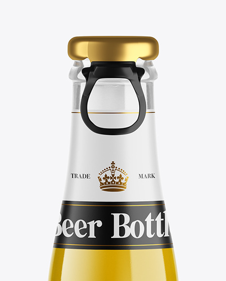 Clear Glass Lager Beer Bottle Mockup