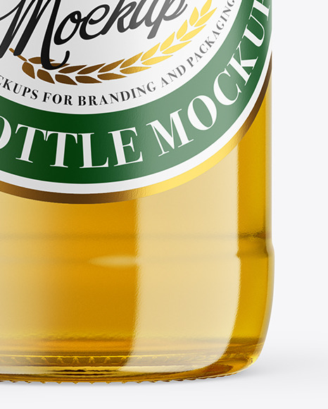 Clear Glass Lager Beer Bottle Mockup