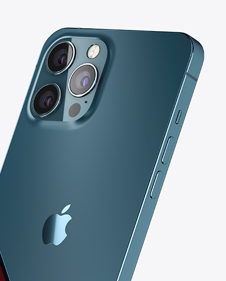 Two Apple iPhones 12 Pro Max Pacific Blue Mockup