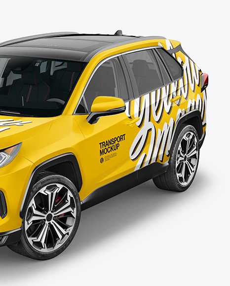 Compact Crossover SUV Mockup - Half Side View (High-Angle Shot)