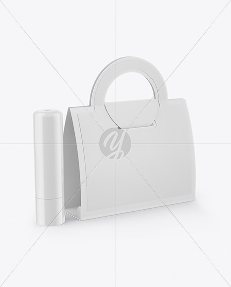 Glossy Lip Balm Tube &amp; Paper Favor Bag Mockup