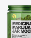 Green Glass Jar w/ Weed Buds Mockup