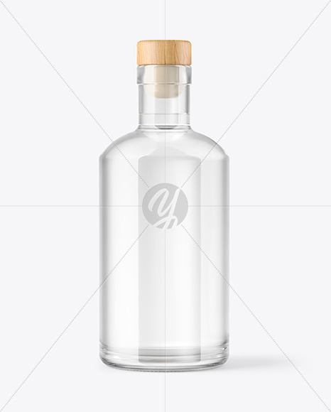 Dry Gin Bottle with Wooden Cap Mockup