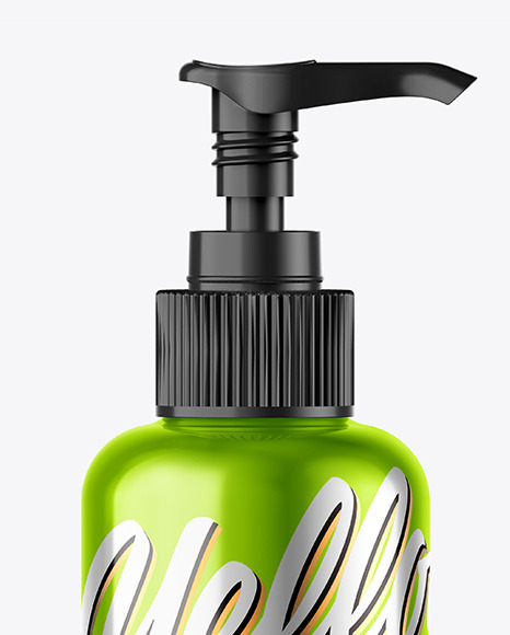 Metallic Sanitizer Bottle w/ Open Pump Mockup