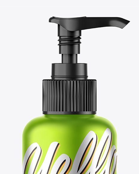 Matte Metallic Sanitizer Bottle w/ Open Pump Mockup