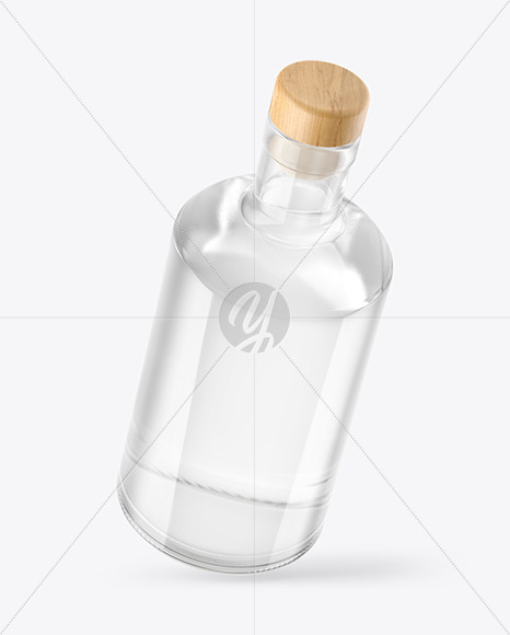 Dry Gin Bottle with Wooden Cap Mockup