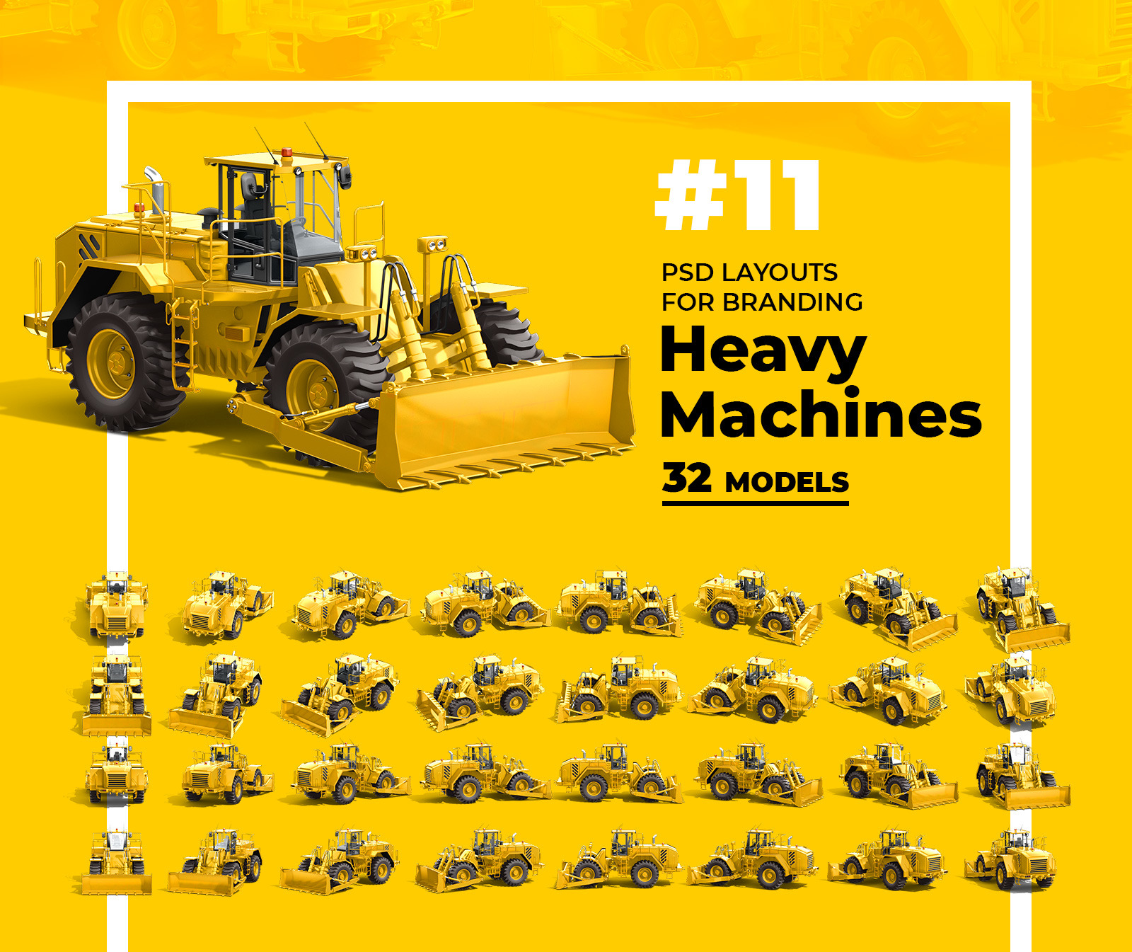 PSD Mockup 3D model Heavy Machines - Wheel Dozer #11