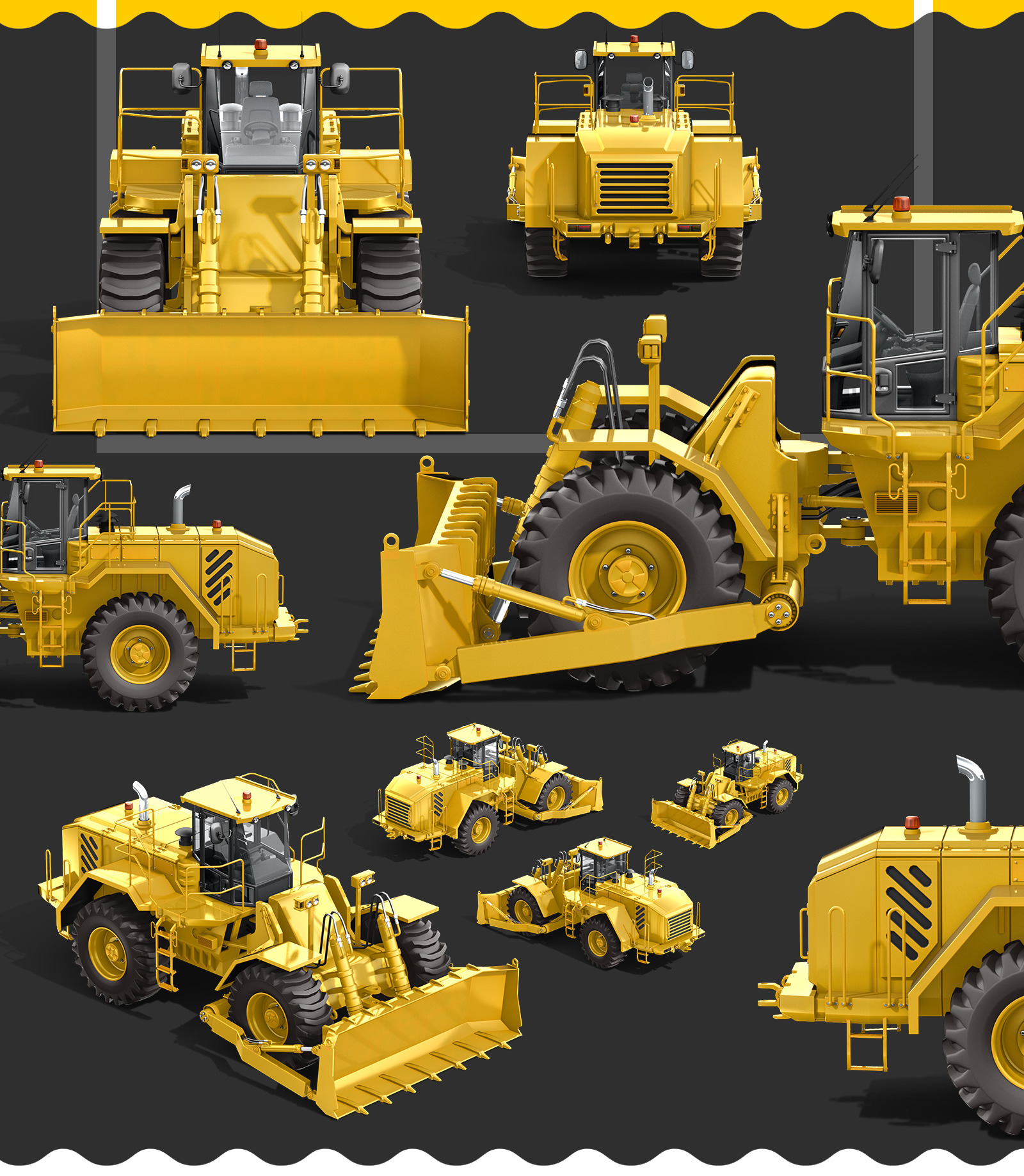 PSD Mockup 3D model Heavy Machines - Wheel Dozer #11