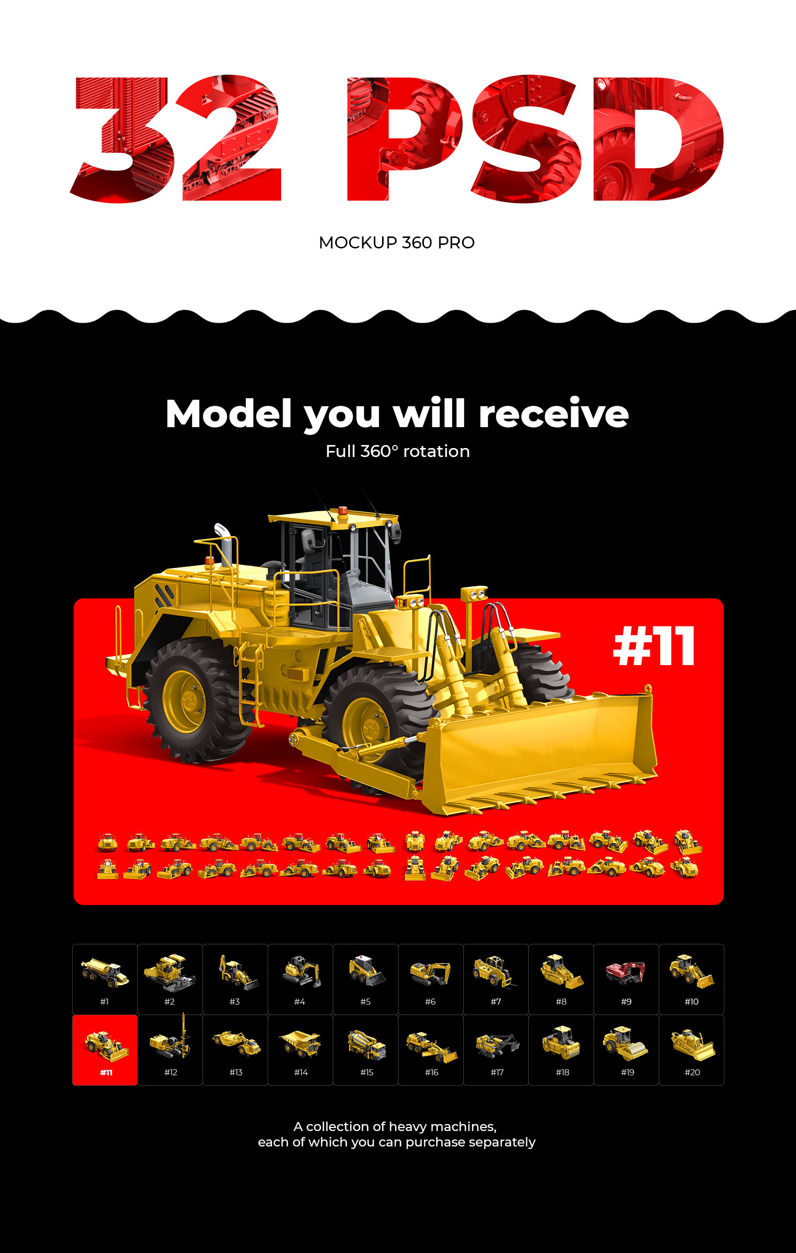 PSD Mockup 3D model Heavy Machines - Wheel Dozer #11