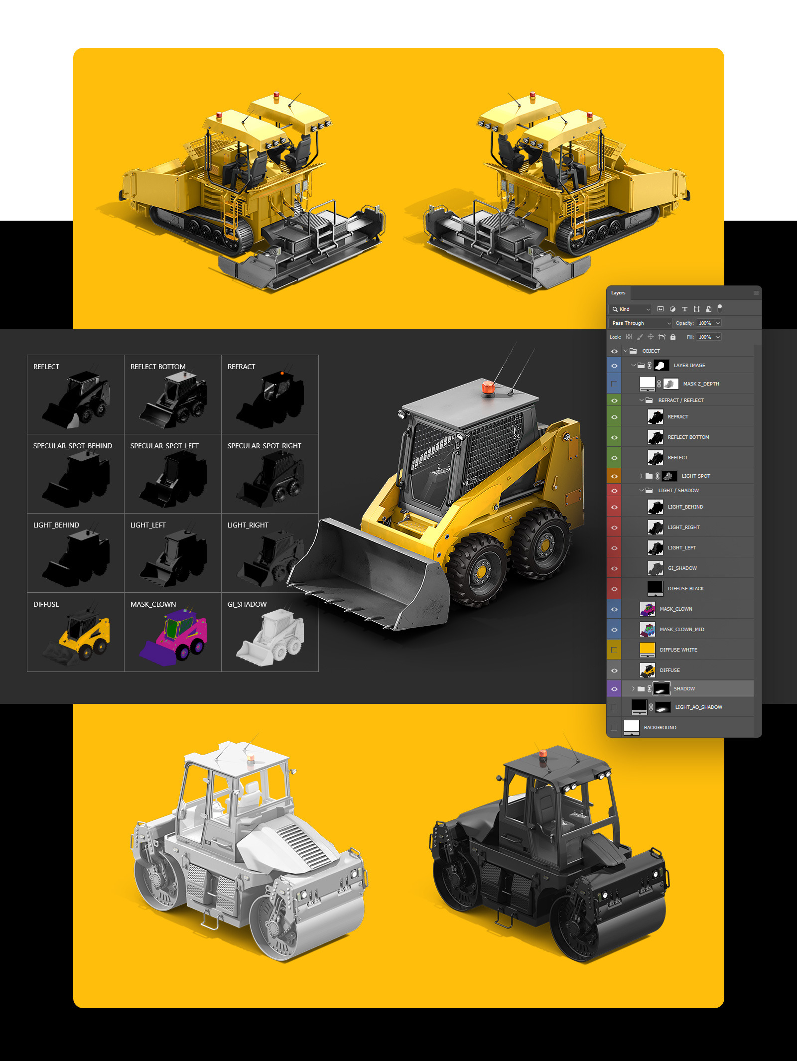 PSD Mockup 3D model Heavy Machines - Wheel Dozer #11 PSD Mockup 3D model Heavy Machines - Wheel Dozer #11