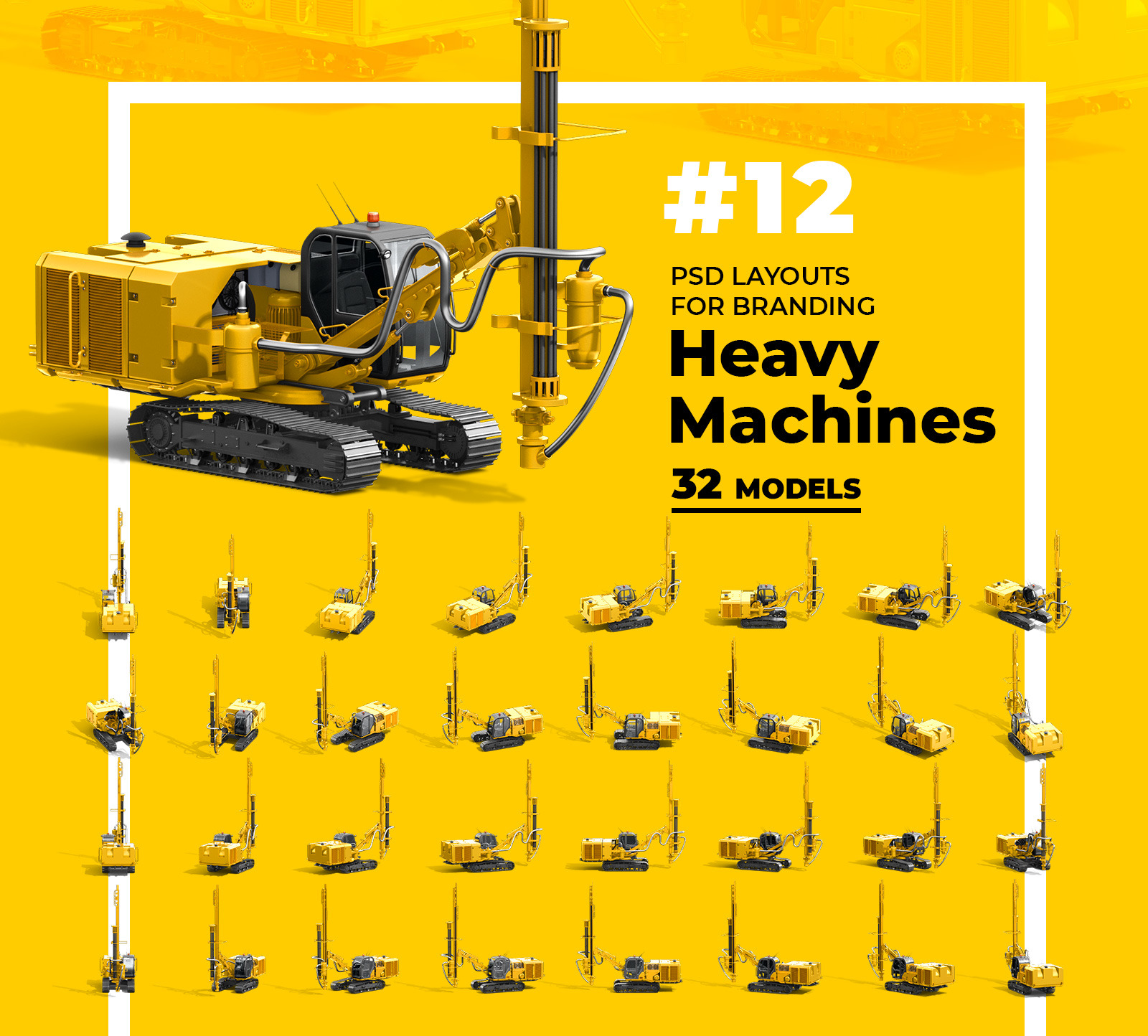 PSD Mockup 3D model Heavy Machines - Track Drill #12