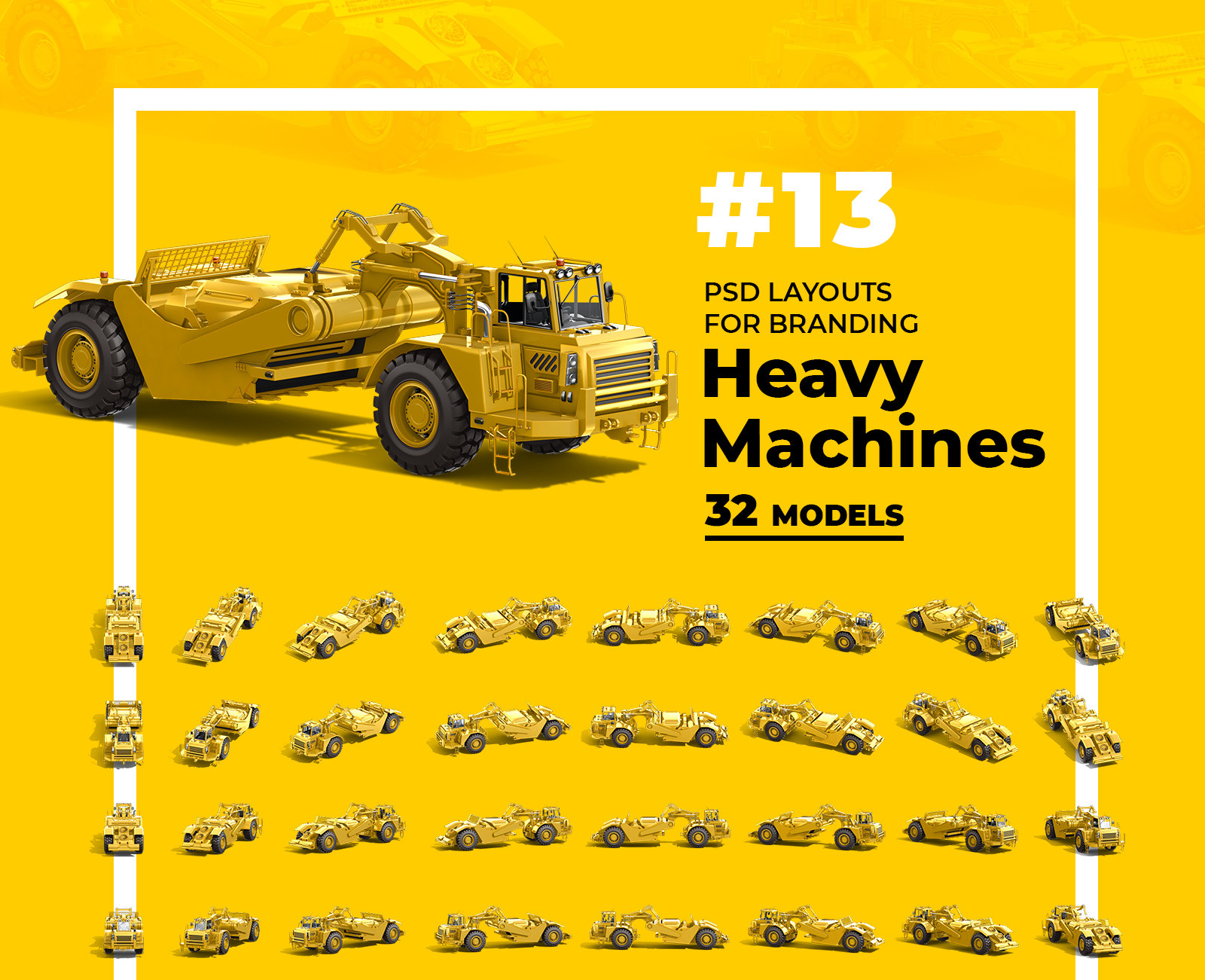 PSD Mockup 3D model Heavy Machines - Wheel Tractor Scraper #13