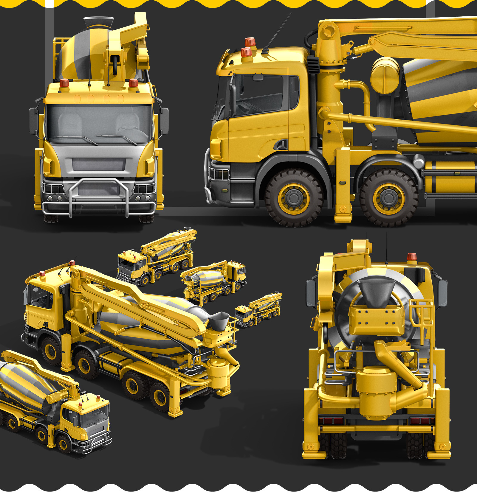 PSD Mockup 3D model Heavy Machines - Truck-mixer Сoncrete Pump #15