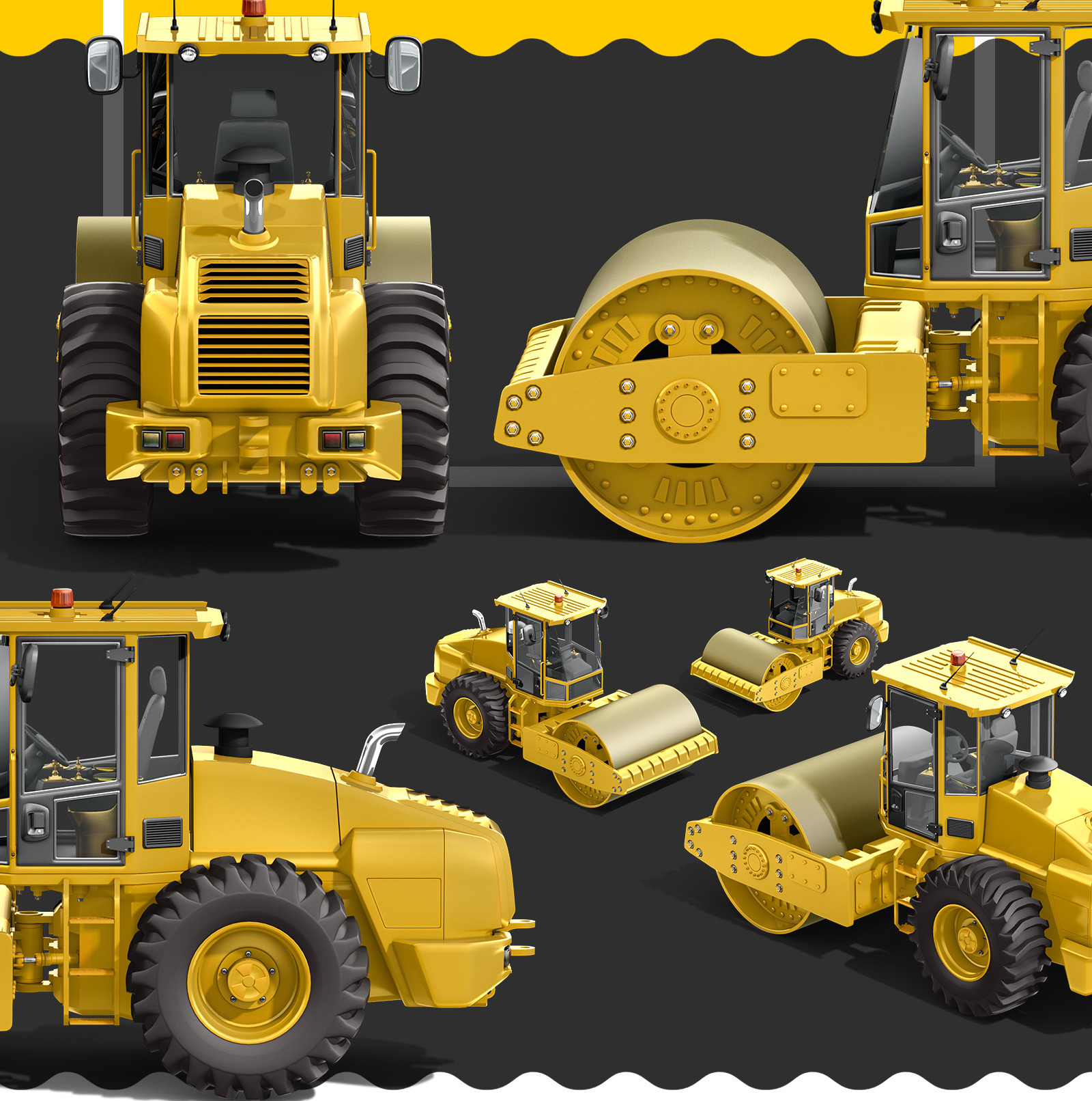 PSD Mockup 3D model Heavy Machines - Soil Road Roller #19