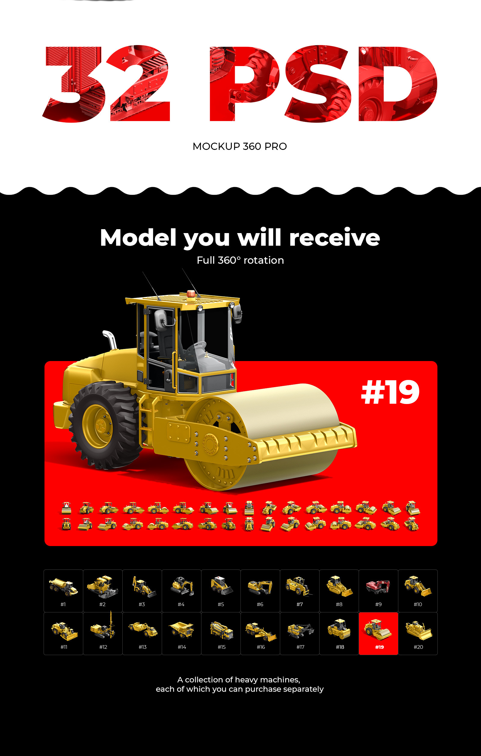 PSD Mockup 3D model Heavy Machines - Soil Road Roller #19