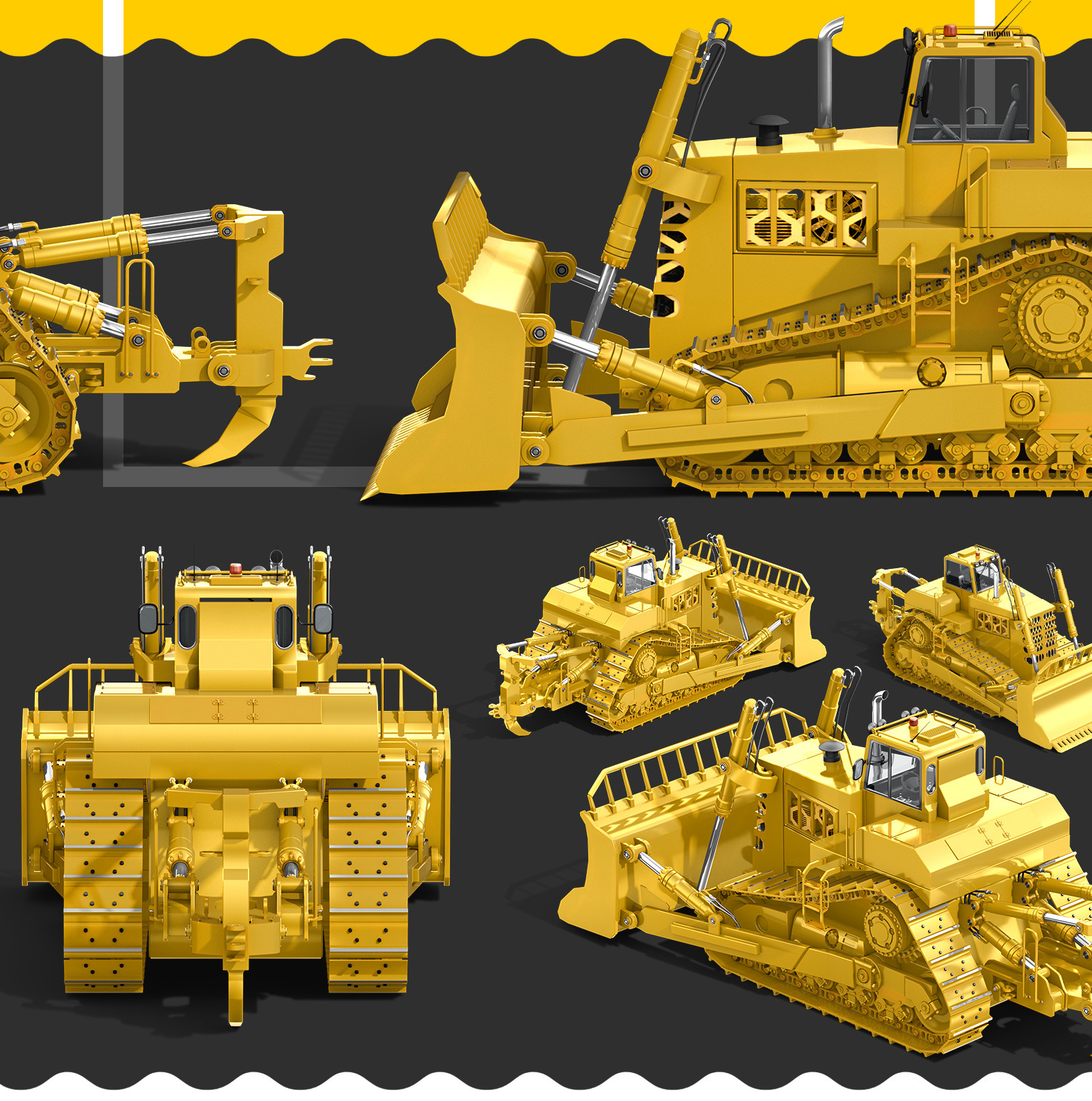PSD Mockup 3D model Heavy Machines - Track Tractor #20 PSD Mockup 3D model Heavy Machines - Track Tractor #20