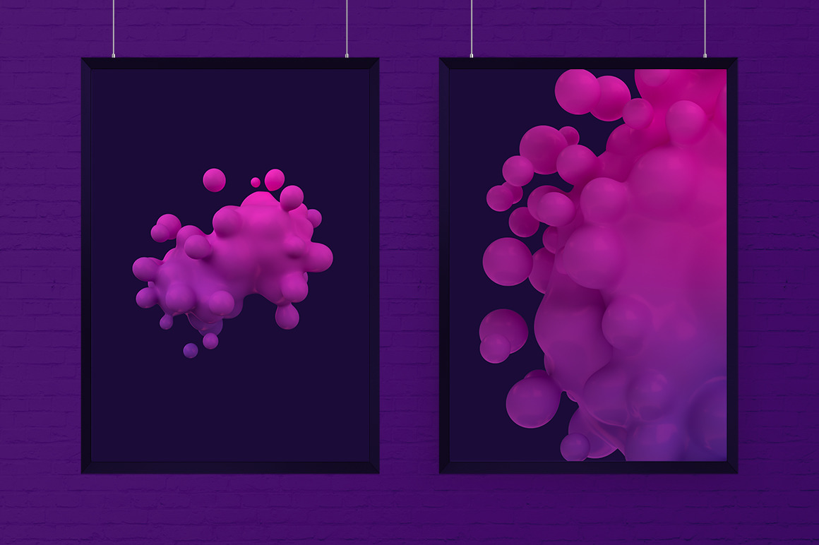 Abstract 3D Render Of Metaball - Pink And Purple Abstract 3D Render Of Metaball - Pink And Purple