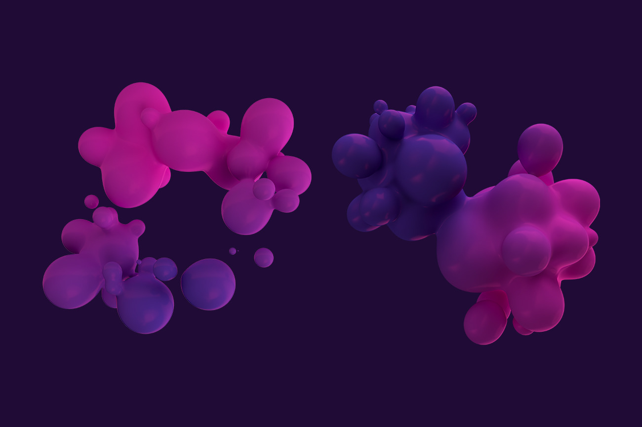 Abstract 3D Render Of Metaball - Pink And Purple Abstract 3D Render Of Metaball - Pink And Purple