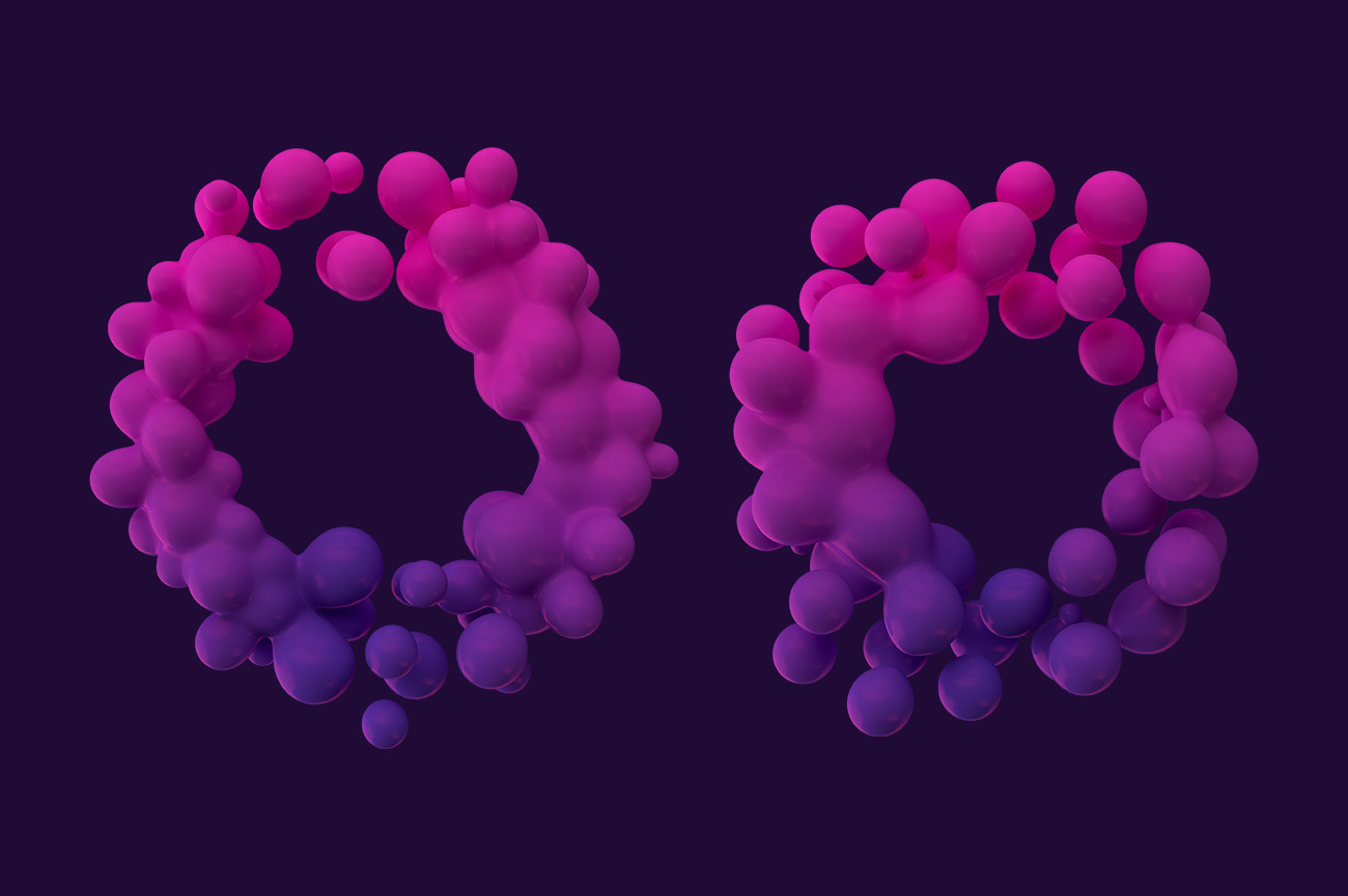Abstract 3D Render Of Metaball - Pink And Purple Abstract 3D Render Of Metaball - Pink And Purple