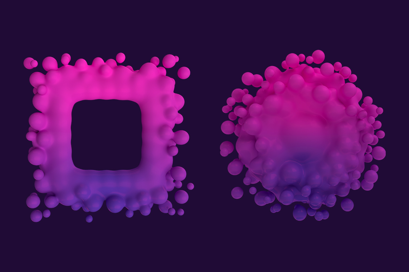 Abstract 3D Render Of Metaball - Pink And Purple Abstract 3D Render Of Metaball - Pink And Purple