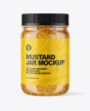 Clear Glass Jar with Wholegrain Mustard Mockup